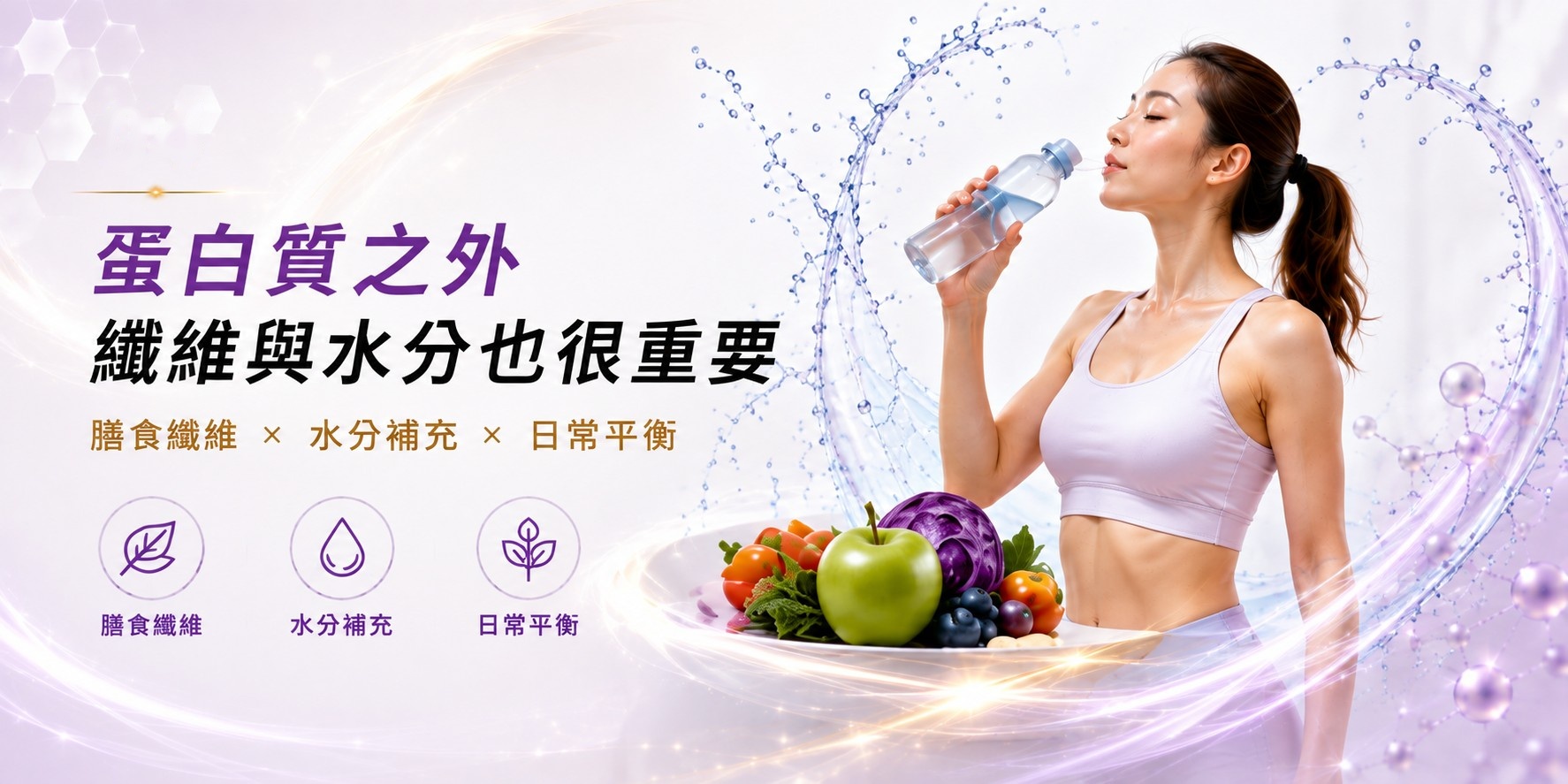 蛋白質之外，纖維與水分也很重要